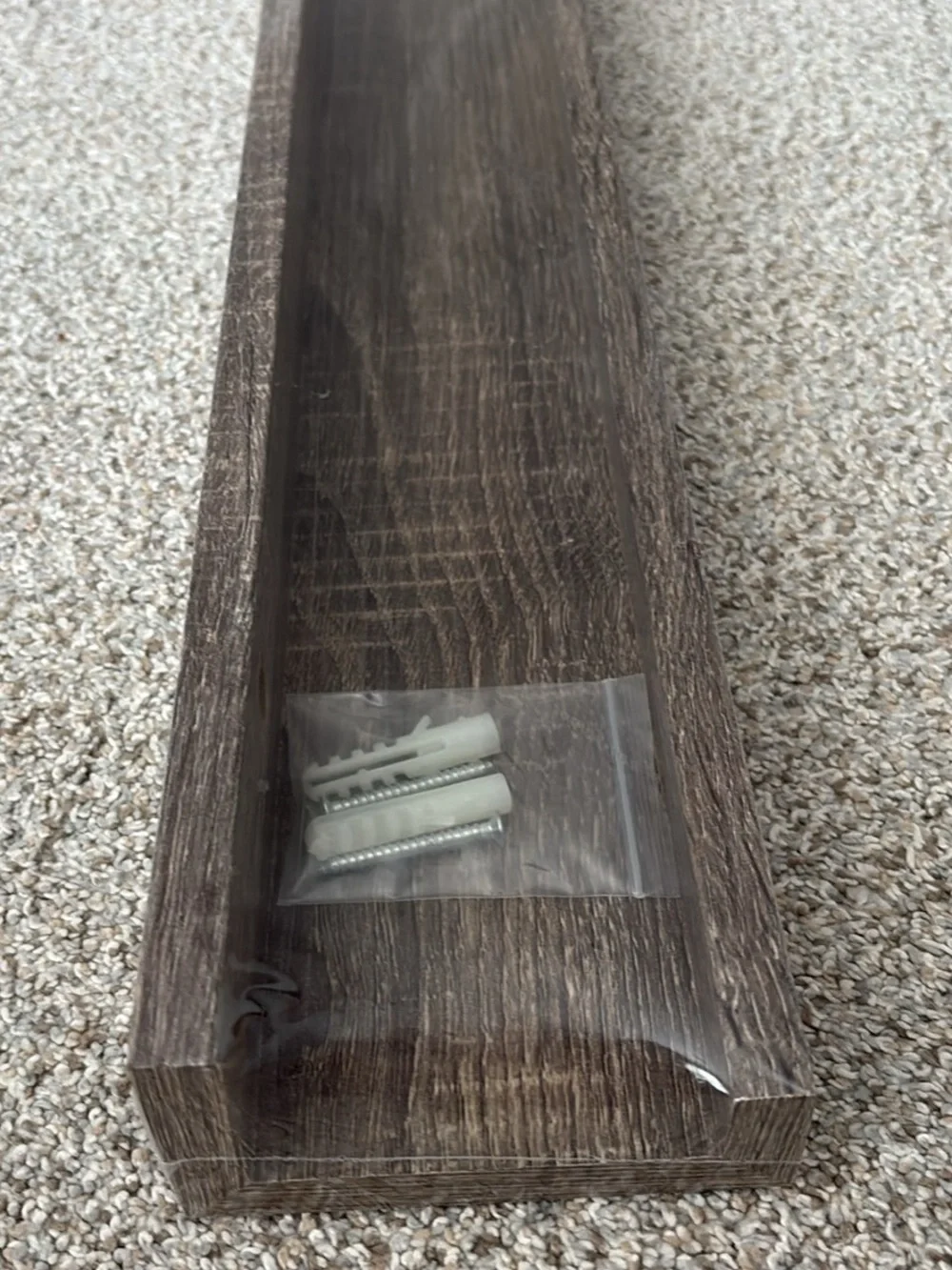 Home Basics Grey Floating Shelf with Wood Grain Finish